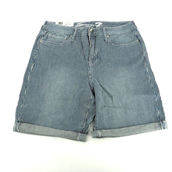 Seven7  Womens 9" Bermuda Rolled Cuff Short Stripe Stretch 12 NWT $59 - Picture 5 of 6